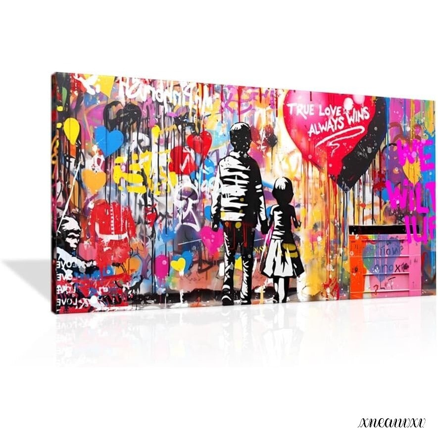 Banksy Panel de arte Paz para los niños Gráfico Calle Interior Colgante de pared Decoración de la habitación Pintura decorativa Lienzo Pintura Arte, Cuadro, Pintura al óleo, Naturaleza, Pintura de paisaje