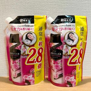 レノアアロマジュエル BLACK（アンティークローズ＆フローラルの香り）つめかえ用 1300mL×２　お洗濯の香り付けビーズ