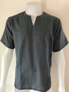 【新品】Lサイズ グレー Tシャツ Vネック 半袖 シンプル エスニック メンズ