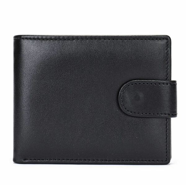 【新品】二つ折り ブラック ミニ財布 ビジネス ショートウォレット メンズ 財布