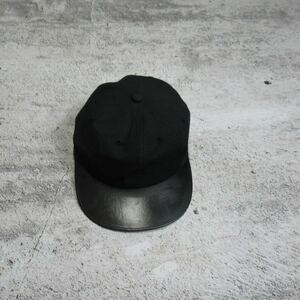 KAZUYUKI KUMAGAI ブラック レザー 切り替え キャップ 帽子 カズユキクマガイ アタッチメント ワークキャップ 黒 本革 メンズ Fサイズ 