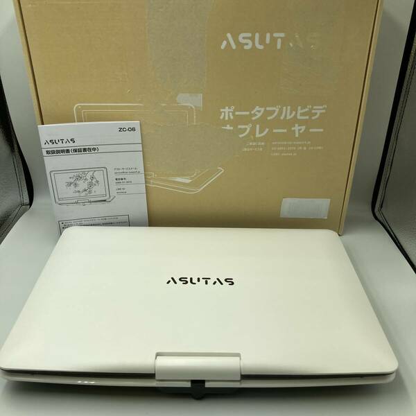 【通電確認済み】ASUTAS ポータブルDVDプレーヤー 15.6インチ超大画面 1280*800 5000mAh大容量 充電式バッテリー ZC-06/Y21354-O2