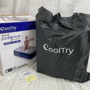 【通電確認済み】CoolTry 電動エアーベッド シングル サイズ 耐荷重300kg 長さ188×幅99×厚さ38 電動ポンプ内蔵/Y21508-X1