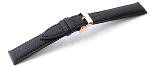 腕時計 レザー ベルト 22mm 黒 キリコスタ型押し 牛革 ピンバックル ピンクゴールド ar02bk-n-p 腕時計 バンド 交換