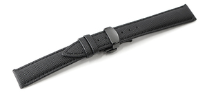 腕時計 レザー ベルト 18mm 黒 キリコスタ型押し 牛革 プッシュ式 Dバックル ブラック ar02bk-bd-b 腕時計 交換 バンド