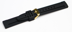 腕時計 ラバー ベルト 20mm 黒 ブラック シリコン ピンバックル イエローゴールド yn-bk-y 腕時計 ベルト バンド 交換