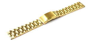 腕時計 ステンレス ベルト 21mm ゴールド 無垢 直カン 三つ折れサイドプッシュ式バックル cs-gd 腕時計 ベルト 交換