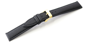 腕時計 レザー ベルト 24mm 黒 キリコスタ型押し 牛革 ピンバックル イエローゴールド ar02bk-n-y 腕時計 バンド 交換