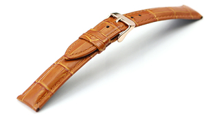 腕時計 ベルト 24mm レザー ブラウン 茶 クロコダイル型押し 牛革 ピンバックル ピンクゴールド ar04br-n-p 腕時計 バンド 交換