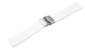ルミノックス 対応 腕時計 ラバー ベルト 23mm 白 ホワイト 三つ折れ プッシュ式 ダブルロック バックル シルバー mr01-wh-s バンド 交換
