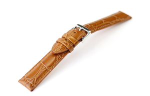 腕時計 ベルト 18mm レザー 茶 ブラウン クロコダイル型押し 牛革 ピンバックル シルバー ar01br-n-s バンド 交換
