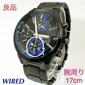 良品☆電池新品☆送料込☆セイコー SEIKO ワイアード WIRED クロノグラフ メンズ腕時計 ブルー リフレクション VR33-0AA0 AGAV122