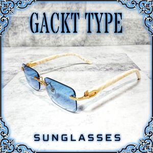 GACKT■サングラス■スクエア■リムレス■ブルーグラデーションレンズ■未使用品