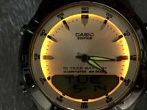 CASIO EDIFICE 10年電池 EFA-110 ワールドタイム テレメモ カウントダウンタイマー 樹脂ベルト 稼動 中古 腕時計 アナログ デジタル コンビ_画像9
