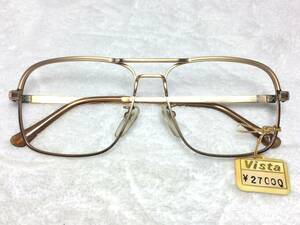 デッドストック Vista 服部時計店 ツーブリッジ 眼鏡 M-377 52 金張り ビンテージ 未使用 SEIKO セミオート メタル フレーム 昭和 レトロ