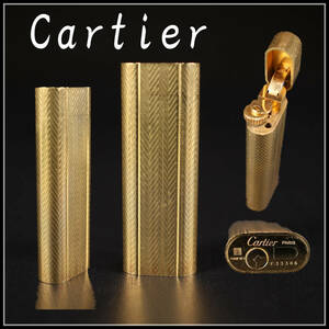 【秀】ZB440 カルティエ 【Cartier】 ガスライター ゴールド／時代の小傷あり 美品！ｒ