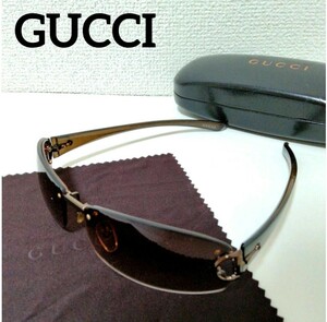 S5 GUCCI グッチ サングラス 眼鏡 ホースビット スクエアレンズ ケース付 レンズクロス付　