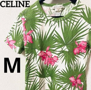 CELINE Celine рубашка с коротким рукавом короткий рукав футболка футболка короткий рукав вырез лодочкой botanikaru гибискус цветок цветочный принт Trio mf общий рисунок M размер 
