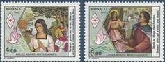  モナコ公国『赤十字-聖デボーテ(２種)』１９８８年１０月２０日発行 (未使用切手)