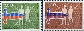 モナコ公国『薬物乱用撲滅(２種)』１９７６年１１月９日発行 (未使用切手)