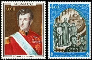 モナコ公国『王子:赤十字(２種)』１９７７年１１月９日発行 (未使用切手)