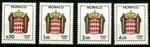  モナコ公国『中世の紋章(4種)』 １９８６年１月２３日発行 (未使用切手)