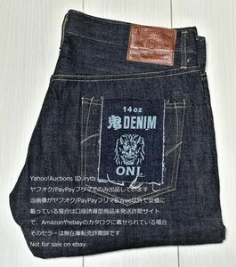 【未使用】【34】鬼デニム 14oz 2015年製 豊田自動織機G3型 ローライズ スキニー セルビッジ ONI DENIM 岡山