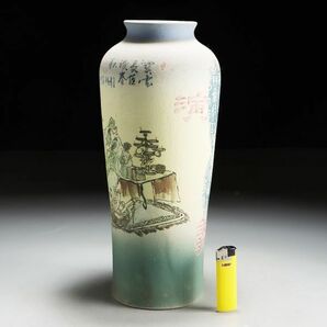 Y702. 中国美術 景徳鎮 色絵 三国演義図 花器 高さ34cm / 陶器陶芸古美術時代花瓶壷の画像3