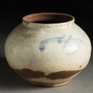 Y825. 時代朝鮮美術 李朝 染付 壺 高さ11cm / 陶器陶芸古美術花器花瓶
