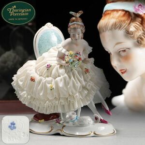 Y844. 西洋アンティーク チューリンゲン ポーセリン Thuringian Porcelain レースドール バレリーナ フィギュリン