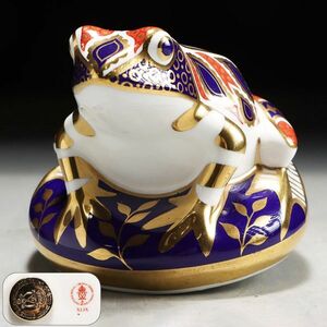 Y954. ロイヤルクラウンダービー ROYAL CROWN DERBY カエル 陶製 調味料入 置物 / 西洋陶磁器西洋美術洋食器