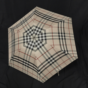 バーバリー 折りたたみ傘 ノバチェック ベージュ系 雨具 保存袋付 Burberry レイングッズ 日本製 QR052-520