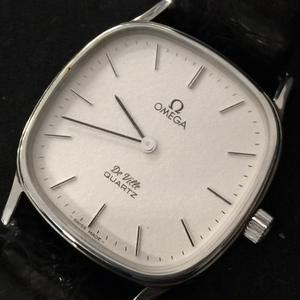 オメガ デビル 1330 クォーツ 腕時計 ホワイト文字盤 メンズ 純正ベルト 未稼働品 付属品あり ジャンク品 OMEGA