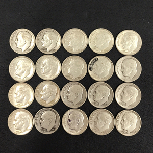 送料360円 アメリカ リバティコイン ONE DIME 10セント 1962 / 1963 他 古銭 総重量約50.1g 計20点 QR051-128 同梱NG