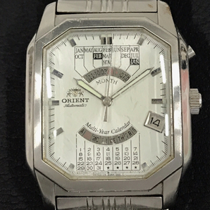 オリエント 自動巻 オートマチック 腕時計 メンズ シルバーカラー文字盤 ジャンク品 ORIENT QR052-281の画像2