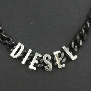 1 jpy diesel necklace Logo accessory black × silver color DIESEL