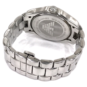 1円 エンポリオアルマーニ 腕時計 AR-0680 ラウンド ローマン スモセコ 黒文字盤 クォーツ メンズ 純正ベルトの画像5
