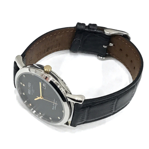 ゴールドファイル 腕時計 G91011 ラウンド デイト 黒文字盤 クォーツ メンズ 純正ベルト 稼働 GOLD PFEILの画像4