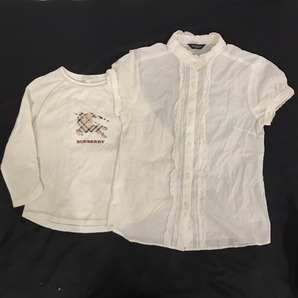 バーバリー 140A 長袖Tシャツ 150A 半袖シャツ ホワイト レディース 2点セット BURBERRYの画像1