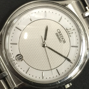 セイコー クレドール デイト クォーツ 腕時計 8J86-6A00 ホワイト文字盤 メンズ 稼働品 純正ブレス SEIKO