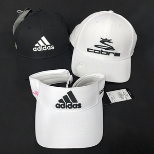  Adidas Golf size F Tour cap sun visor Cobra snack back hat black white total 3 point 