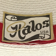 HALOS ストローハット ホワイト スカーフ SEEBERGER グリーン 紐付 レディース 帽子 計2点 セット_画像5