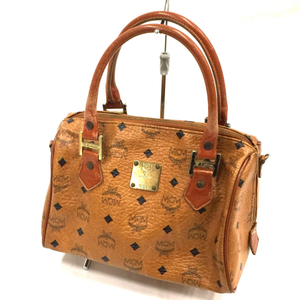  M si- M handbag Mini Boston bag bag fastener opening and closing lady's brown group light brown group MCM QR054-31