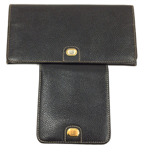  Dunhill кожа длинный кошелек 2. складывать кошелек черный бумажник сохранение с коробкой 2 позиций комплект dunhill QR054-415