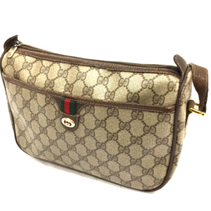 グッチ GGスプリーム シェリーライン ショルダーバッグ 89.02.077 ジャンク品 レディース ブラウン系 GUCCI QR054-401