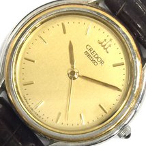 セイコー クレドール 18KT + SS クォーツ 腕時計 レディース ゴールドカラー文字盤 社外ベルト 付属品あり QR054-87_画像1