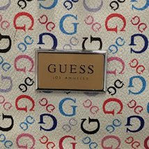 ゲス G柄 総柄 リュックサック カバン ファスナー開閉 レディース ホワイト×マルチカラー GUESS 現状品_画像2