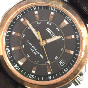 セイコー ソーラー電波 デイト 腕時計 7B22-0BN0 メンズ 稼働品 付属品あり 純正ベルト ファッション小物 QR054-90