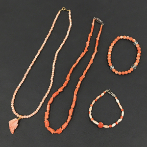 1 jpy .. coral manner . catch SILVER necklace other bracele etc. accessory gross weight approximately 31.9g total 4 point A11847