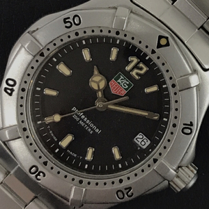タグホイヤー プロフェッショナル デイト クォーツ 腕時計 WK1210 黒文字盤 ボーイズサイズ 純正ブレス TAG Heuer